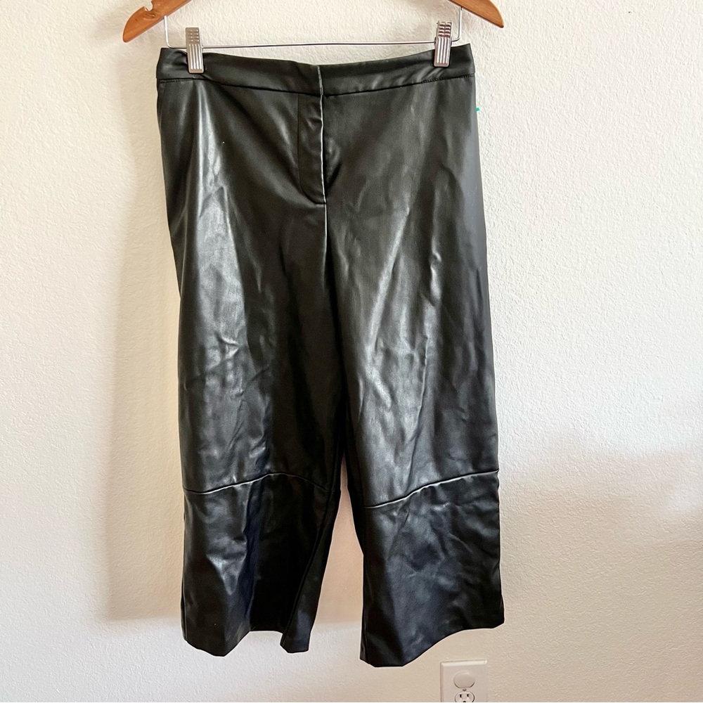 Prologue Black Wide Leg Vegan Leather Cropped Pants Sz L